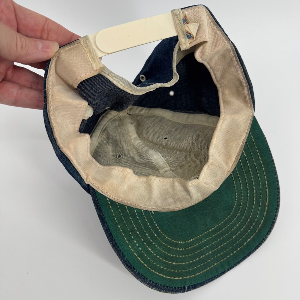 Budweiser Hat Mens OS Blue Denim Vintage Snapback Made in USA Bowtie Logo - Picture 5 of 6
